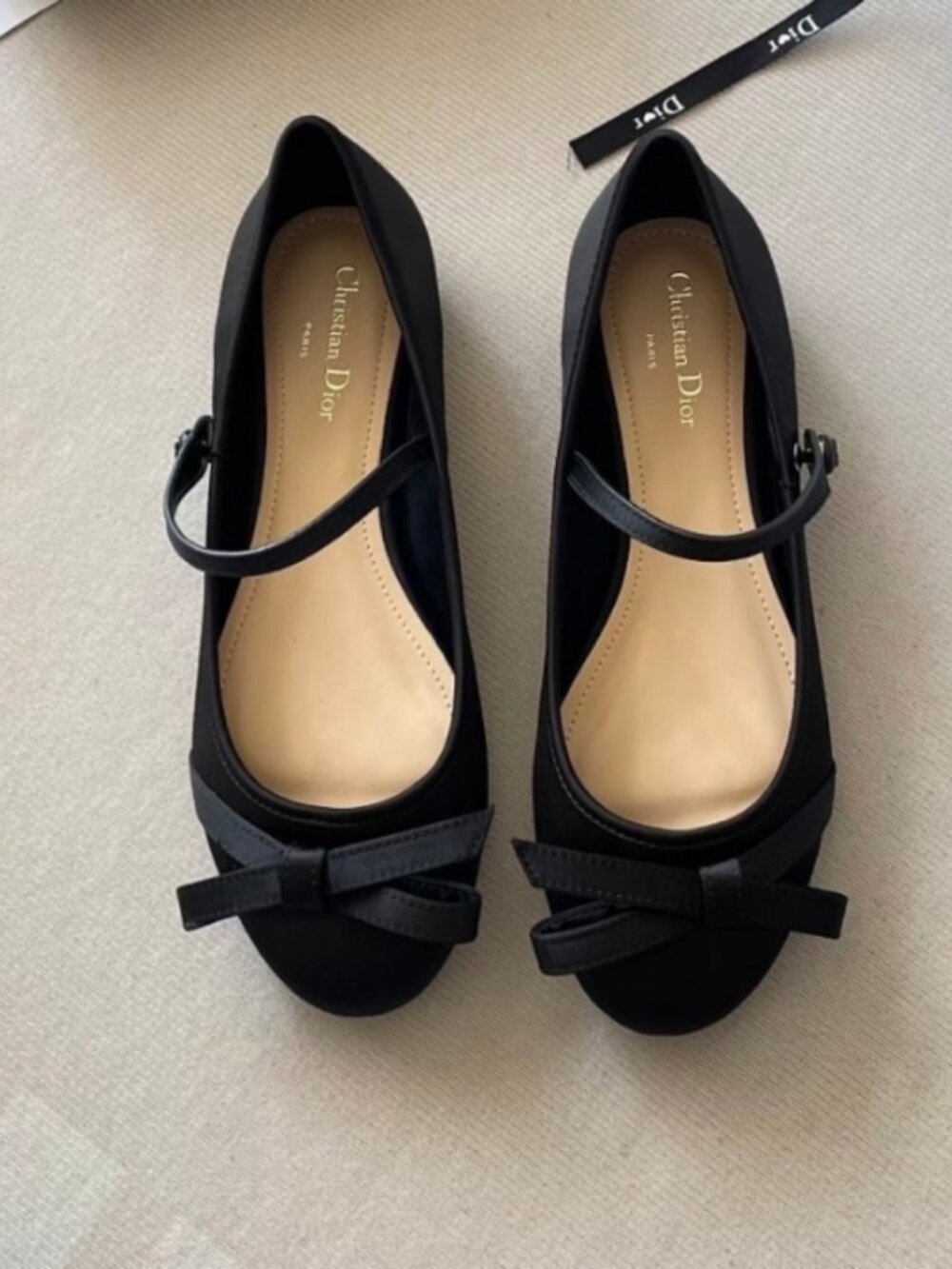 Dior Black Mini Dress Pumps with Bow and Mary Jane Strap